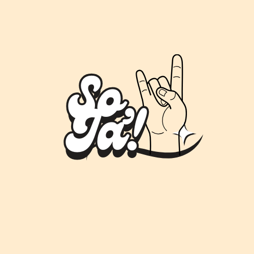 So Ja logo with retro lettering and a rebellious hand-sign illustration
